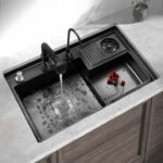 304 Stainless Steel Kitchen Sink with Multi-function Dishwasher Stealth Nano Water Tank, Single Slot