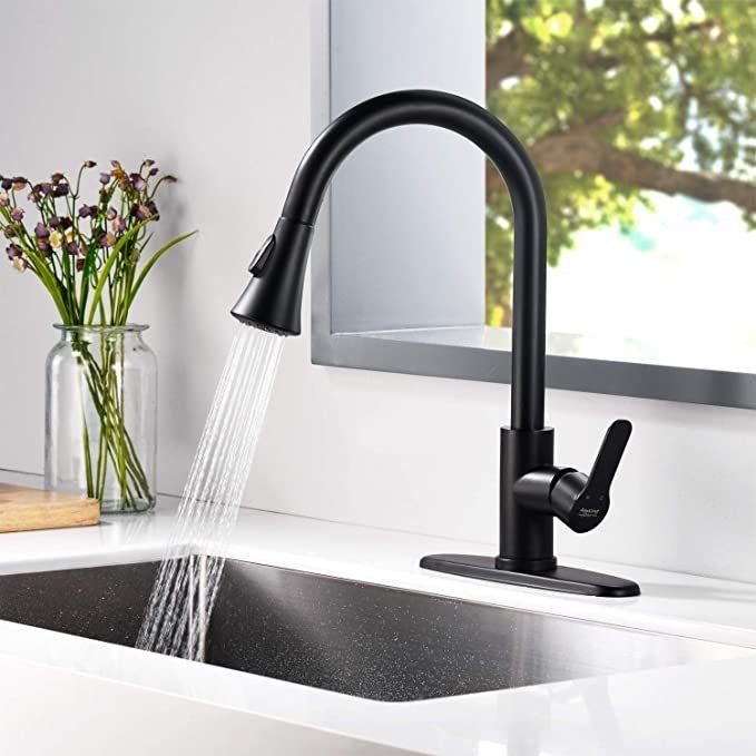 AMAZING FORCE Kitchen Faucet Modern Pull Out Kitchen Faucets Stainless Steel Single Handle Kitchen Sink Faucet with Pull Down Sprayer 3 Hole Kitchen Faucet Mixer Tap