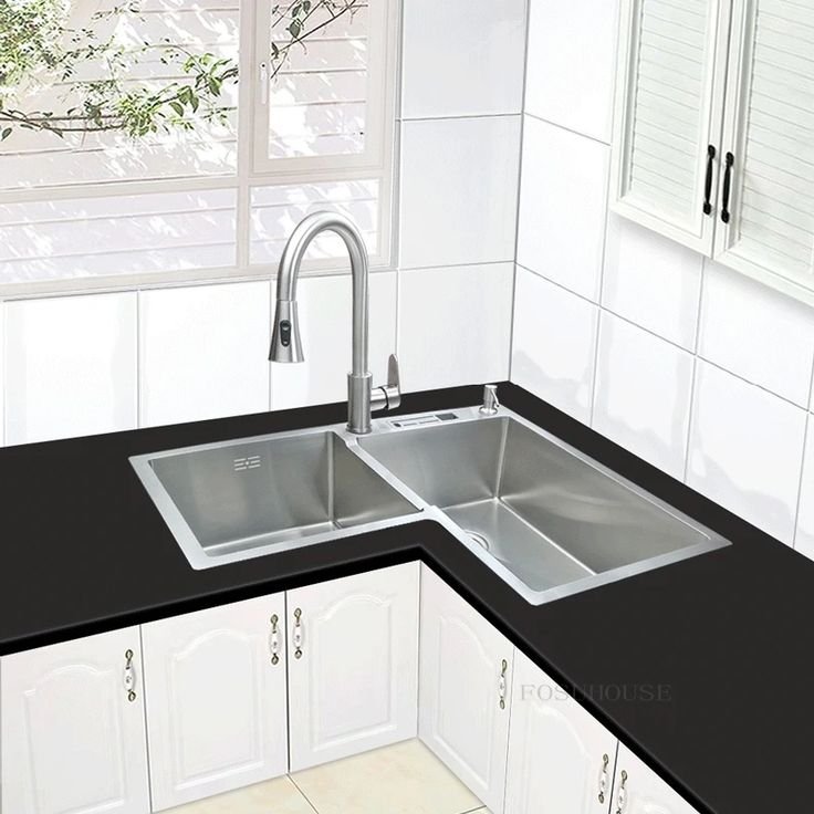 Modern Sink Thickened Stainless Steel Corner Basin Kitchen Sinks Shaped Trough Double Large Sink